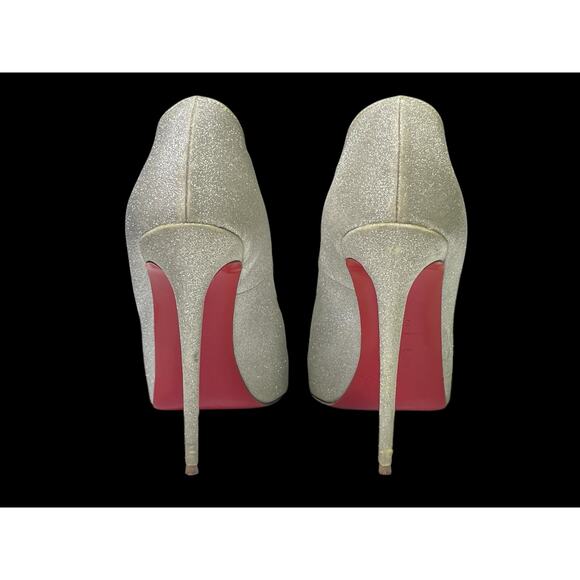 Christian Louboutin Glitter D'Orsay Peep Toes Pumps Size 36.5EU 6.5W Box & COA - Picture 14 of 16